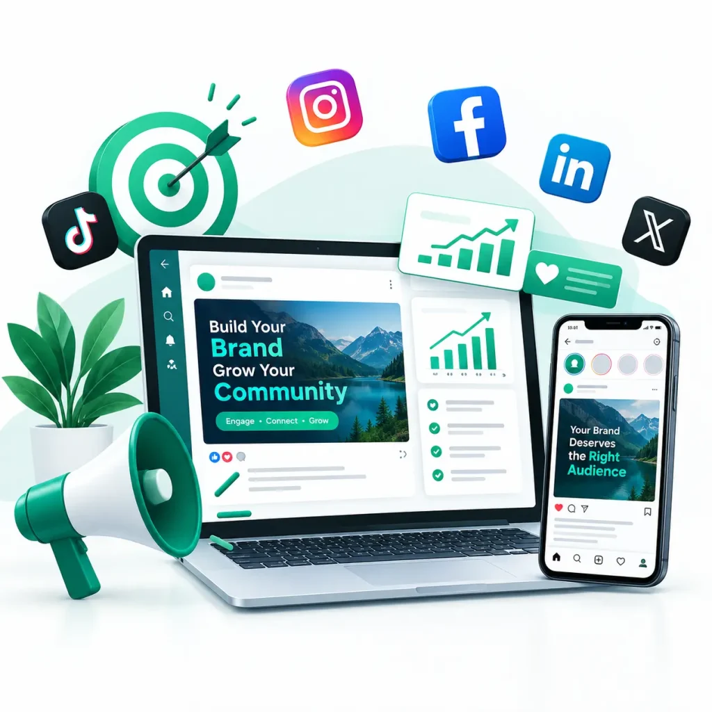 social media marketing dashboard illustrations